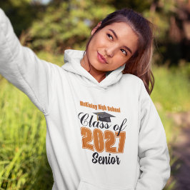 Orange Klass 2027 Senior Anpassad Högstadieskola Hoodie