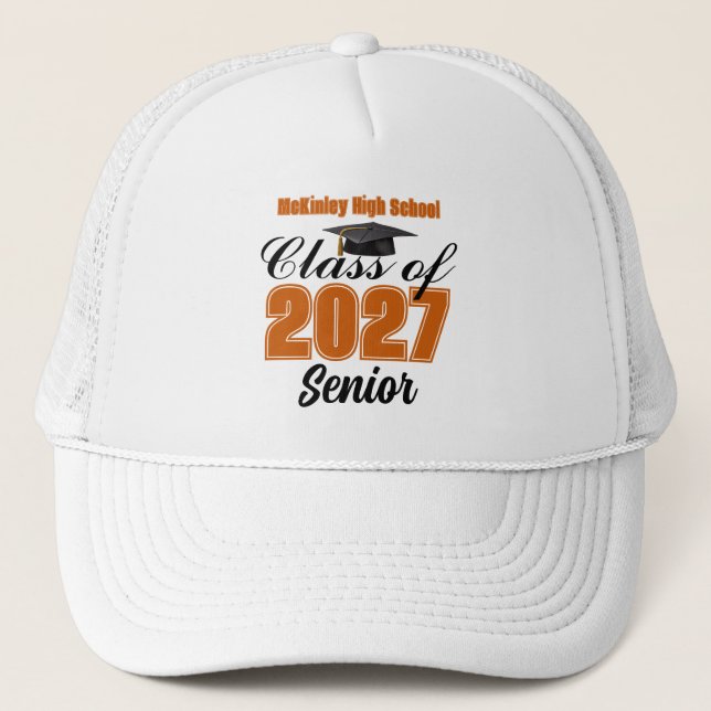 Orange Klass 2027 Senior Anpassad Högstadieskola Keps (Framsida)