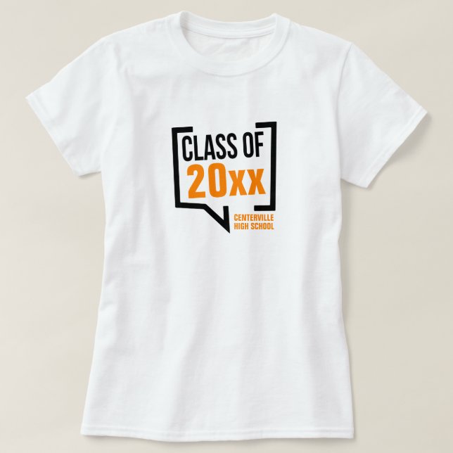 Orange klass år Tal-bubbla T Shirt (Design framsida)