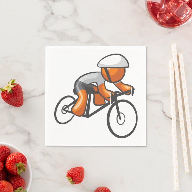 Orange Klistfigur Cyklist Racercykel Pappersservett (Insitu)