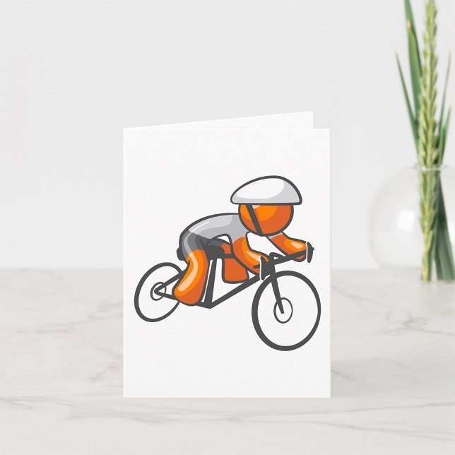 Orange Klistfigur Cyklist Tävlingscykel Kort (Skapare uppladdad)