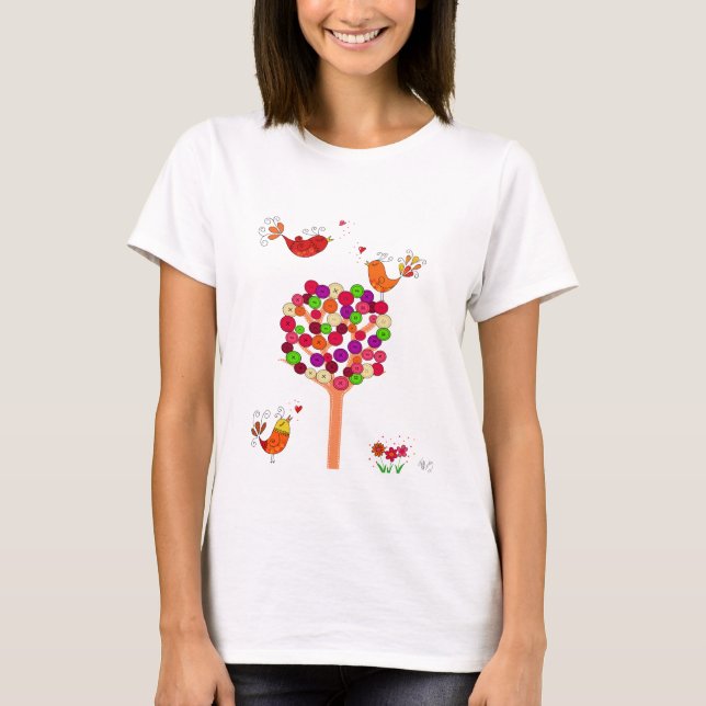 Orange-knapp Träd Tee Shirt (Framsida)