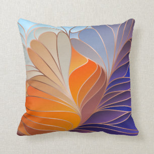 Orange, Koboltblått, Aqua New Art nouveau Thrid P Kudde