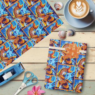 Orange Koi Fish Blue Presentpapper