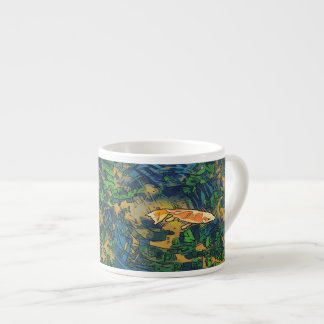 Orange Koi-fisk i damm AI-stiliserad illustration Espressomugg