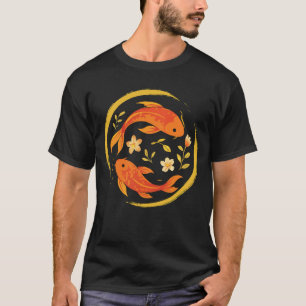 Orange Koi Fisk Minimalistisk Design Elegant Japan T Shirt
