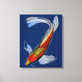 Orange Koi Japansk karp vattenfärgsart Canvastryck