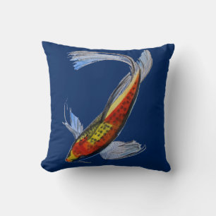 Orange Koi Japansk karp vattenfärgsart Kudde