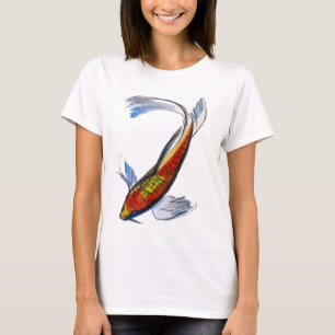 Orange Koi Japansk vattenfärgskarp konst Tee Shirt