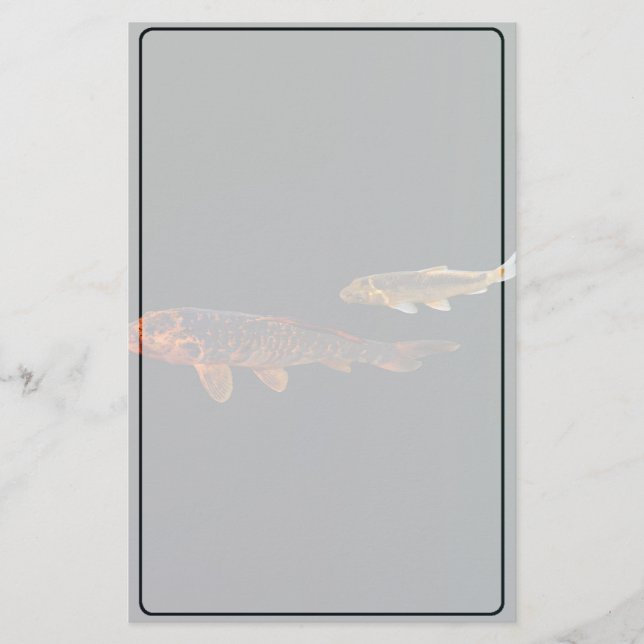 Orange Koi och Guld Koi Brevpapper (Framsida)