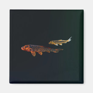 Orange Koi och Guld Koi Magnet