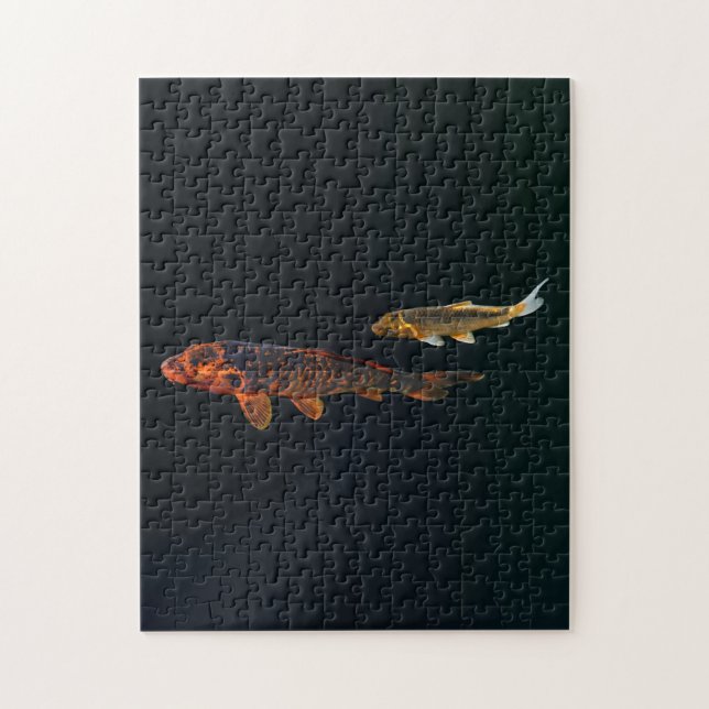 Orange Koi och Guld Koi Pussel (Vertikal)