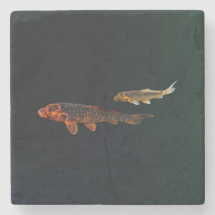 Orange Koi och Guld Koi Stenunderlägg