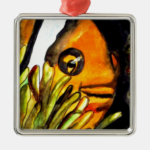 Orange Konsmålning av färgen Clown Fish water orig Julgransprydnad Metall