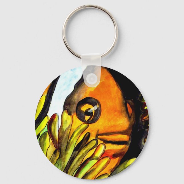 Orange Konsmålning av färgen Clown Fish water orig Nyckelring (Framsida)