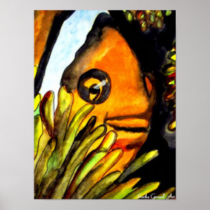 Orange Konsmålning av färgen Clown Fish water orig Poster