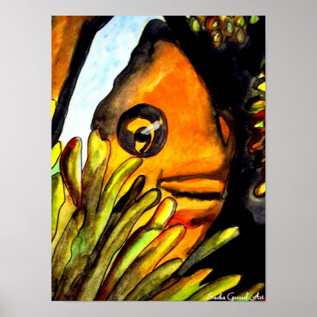 Orange Konsmålning av färgen Clown Fish water orig Poster (Framsidan)