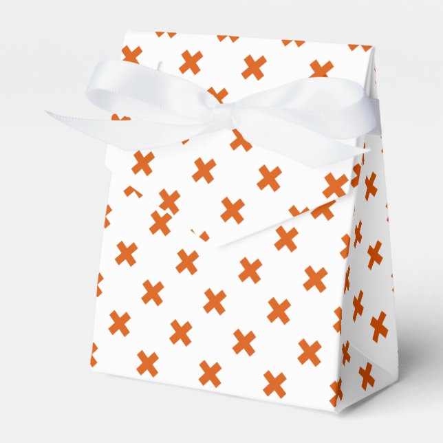 Orange kor sytlar på vitt presentaskar (Framsidan Sidan)