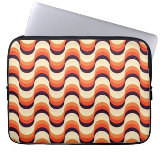 Orange kräm, abstrakt konst för brunt Retro Laptop Sleeve
