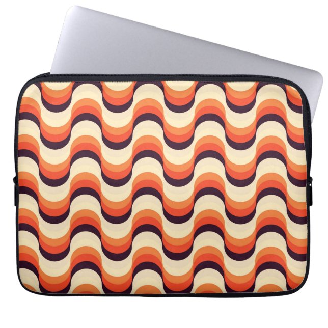 Orange kräm, abstrakt konst för brunt Retro Laptop Sleeve (Framsidan)