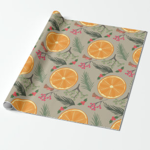 Orange krantryck för jul presentpapper