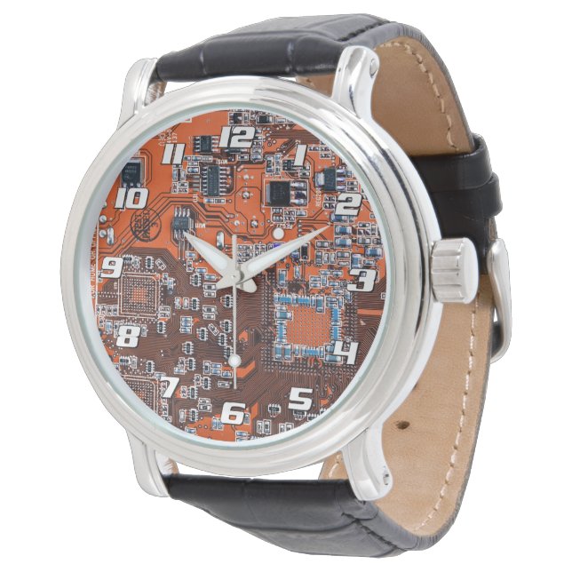Orange kretskortdesign för IT-proffs Armbandsur (Vinklad)