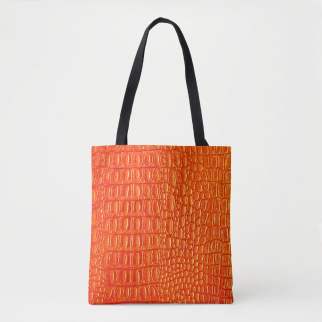 Orange Krokodillädertryck Tygkasse (Framsida)