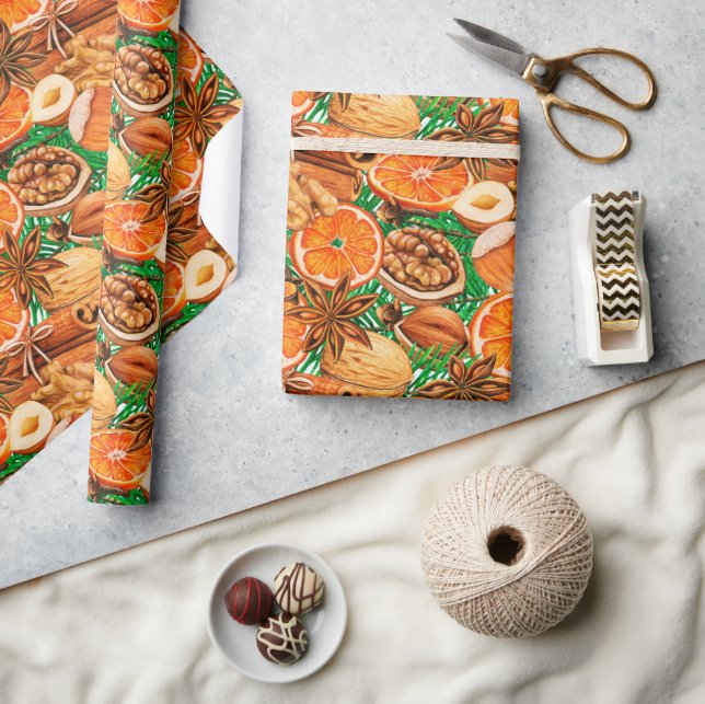 Orange Kryddor Höst Inpackningspapper Presentpapper (Hantverk)