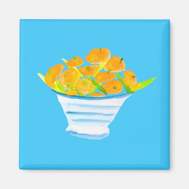 Orange kumquats vattenfärgsfrukt magnet (Framsidan)