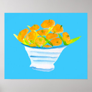 Orange kumquats vattenfärgsfrukt poster