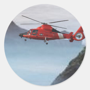 Orange Kusten-helikopter Runt Klistermärke