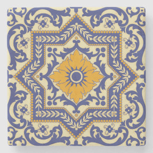 Orange kustfartyg för keramiska Azulejo stilblåt Underlägg Sten