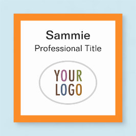 Orange-kvadrat-Namn-märke med Logotyp-stift eller  Namnbricka