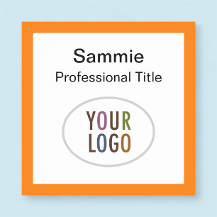 Orange-kvadrat-Namn-märke med Logotyp-stift eller Namnbricka