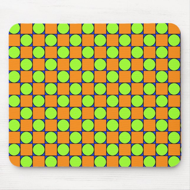 Orange Kvadratisk cirkel och Grönt Mönster Musmatta (Framsidan)