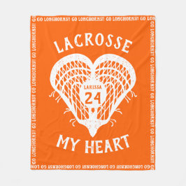 Orange Lacrosse My Heart Fleece Blanket