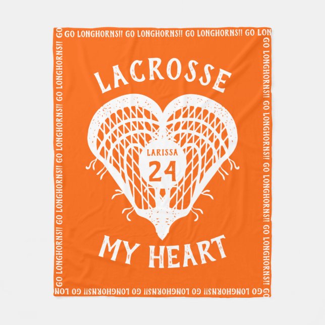 Orange Lacrosse My Heart Fleece Blanket (Framsidan)
