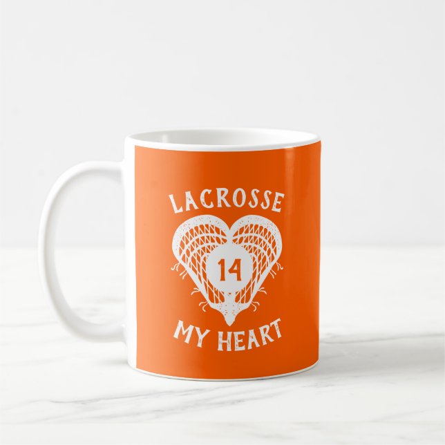 Orange Lacrosse My Heart Kaffemugg (Vänster)