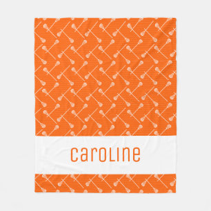 Orange Lacrosse White Sticks Patterned Fleecefilt