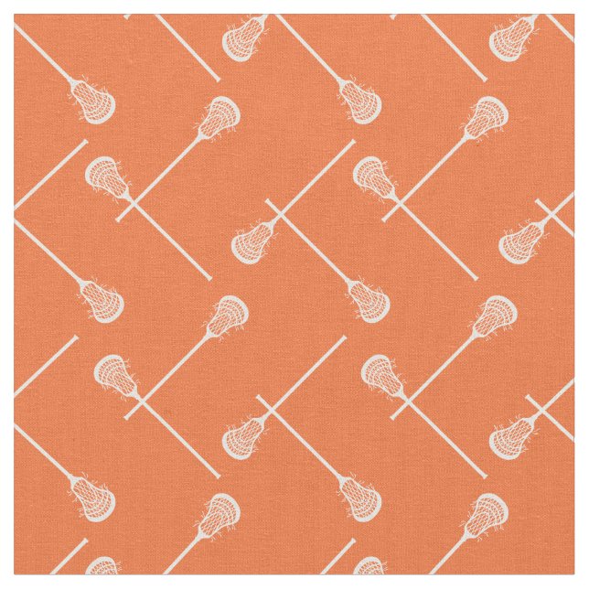 Orange Lacrosse White Sticks Patterned Tyg (Närbild)