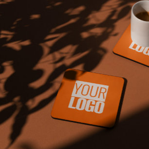 orange - lägg till fet logotyp underlägg papper kvadrat