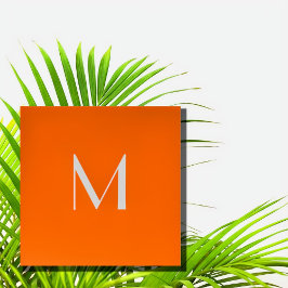 orange - lägg till monogram fyrkantigt visitkort