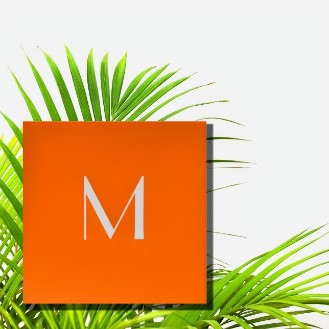 orange - lägg till monogram fyrkantigt visitkort (Skapare uppladdad)