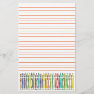 Orange Längst i School Färg Crayon Teacher Brevpapper