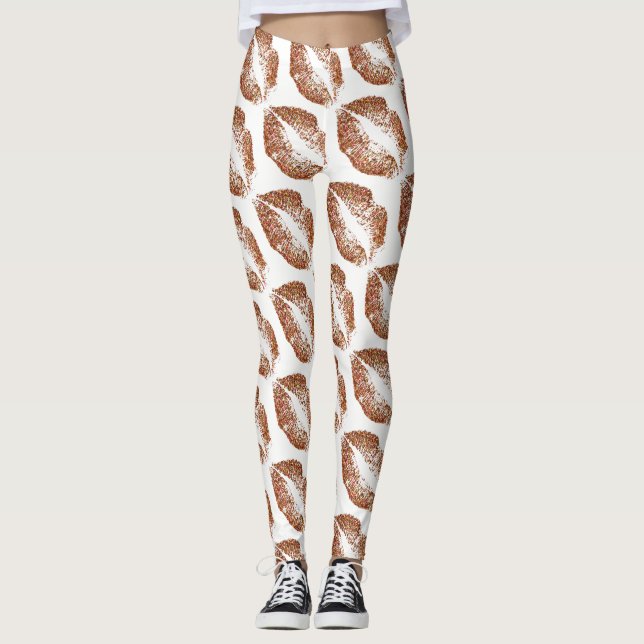 Orange Läppar Modern White Leggings (Framsida)
