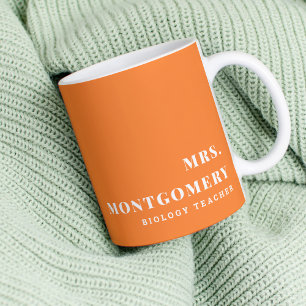 Orange Lärare i Modern Custom Name Subjekt Kaffemugg