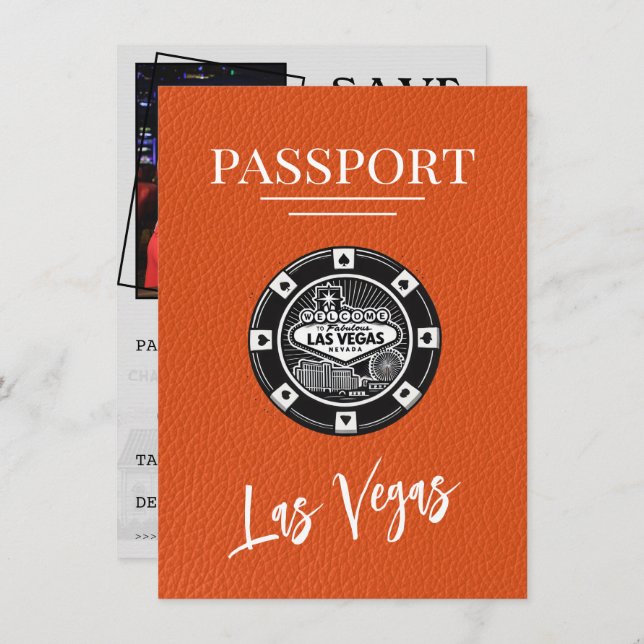 Orange Las Vegas-pass Spara datum Spara Datumet (Fram/baksida)