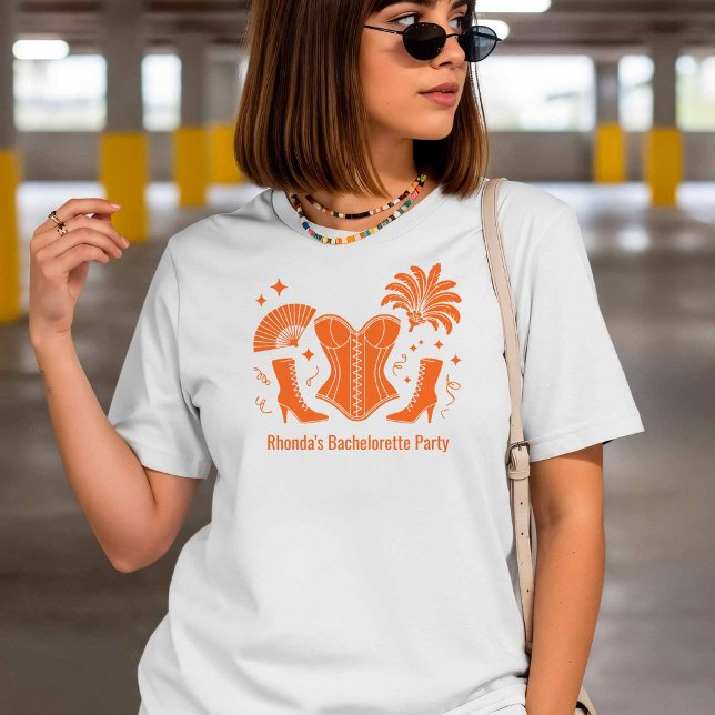 Orange Las Vegas Showgirl Bridesmaid Bach Party T Shirt (Skapare uppladdad)