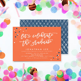 Orange Låt oss fira Student Grad Party Inbjudningar