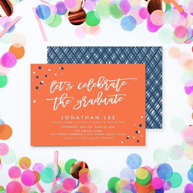Orange Låt oss fira Student Grad Party Inbjudningar (Skapare uppladdad)